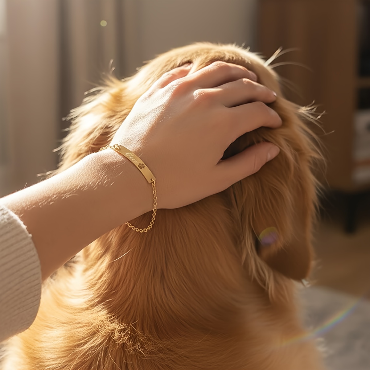 Personalized 18K Gold Plated Pet Paw Print Memorial Bracelet